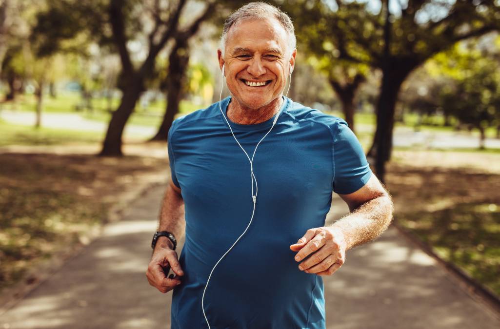 Senior man running.