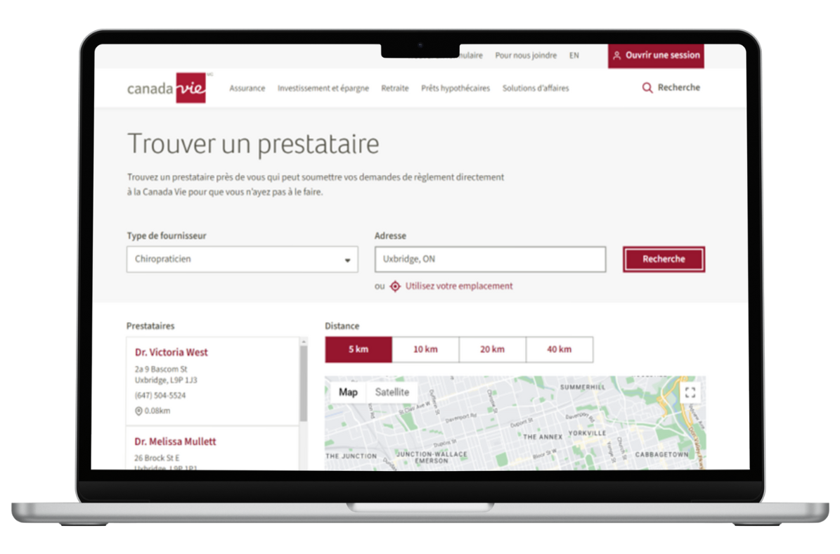 Trouver un prestataire de soins de santé