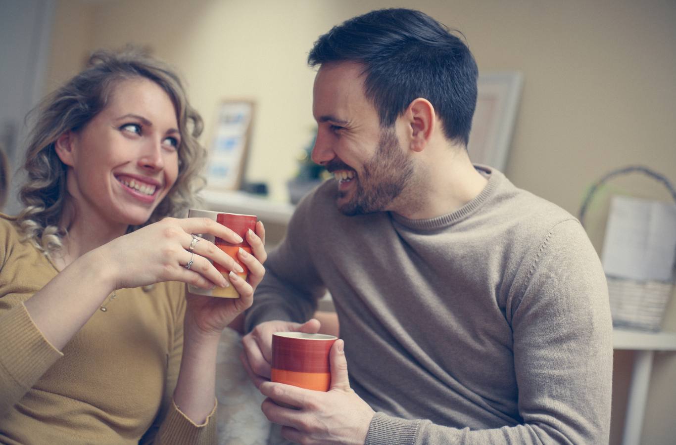 Couple drinking coffee together